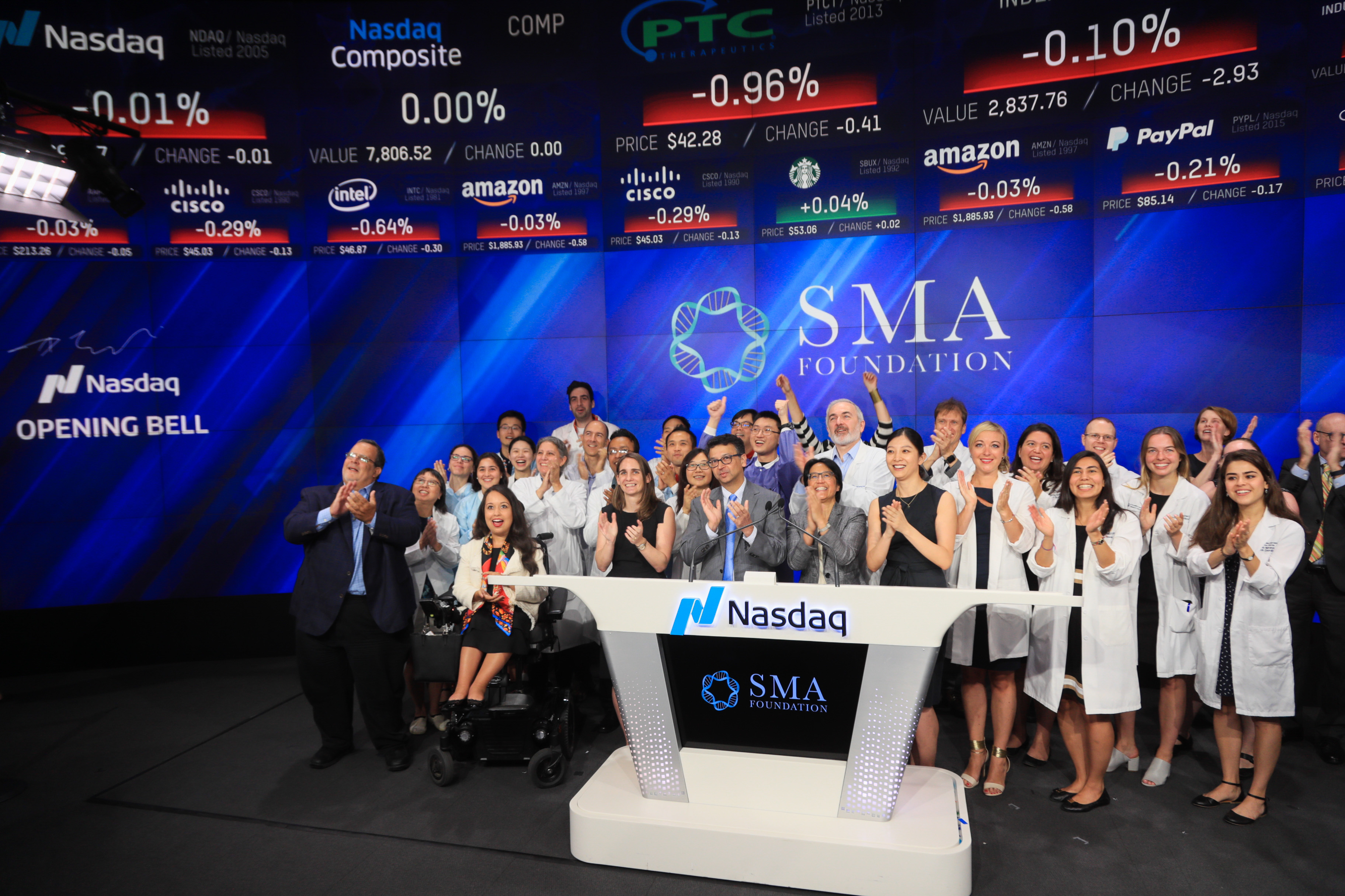 The Spinal Muscular Atrophy Foundation rings Nasdaq opening bell